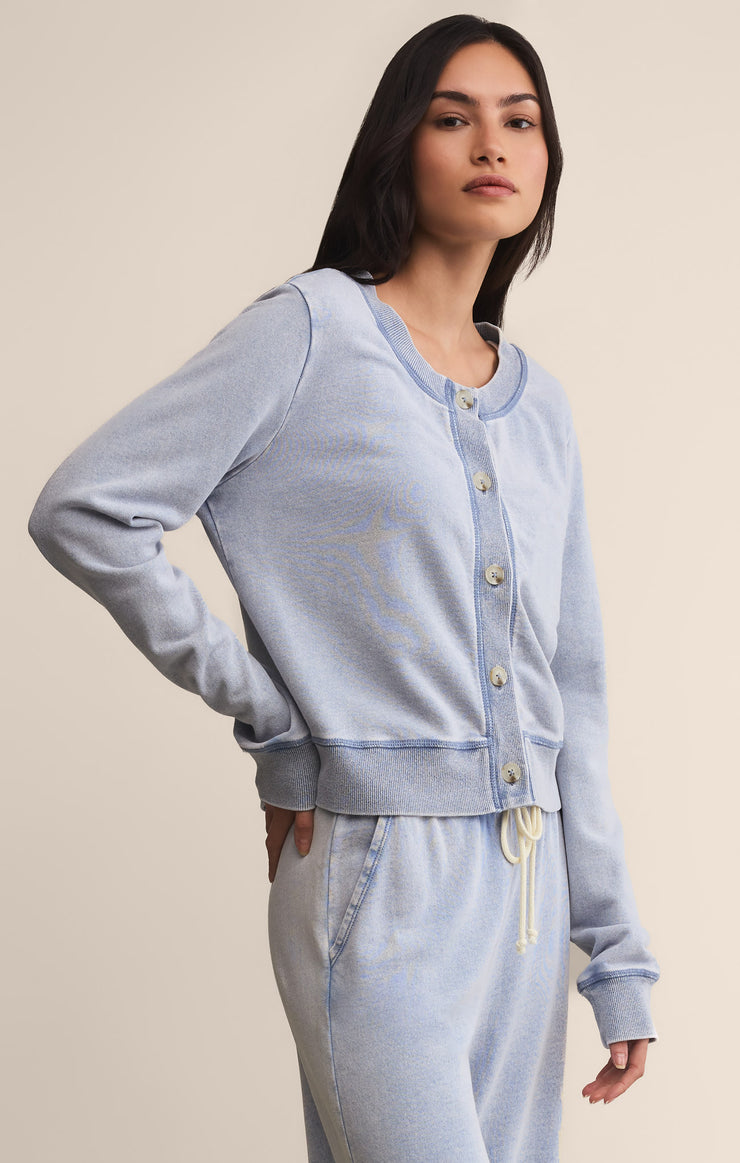 Tops Daily Knit Denim Cardigan Washed Indigo