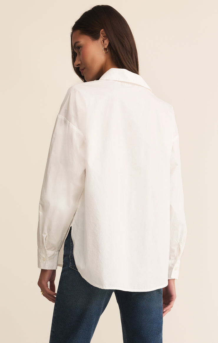 Tops Elevated Poplin Button Up White