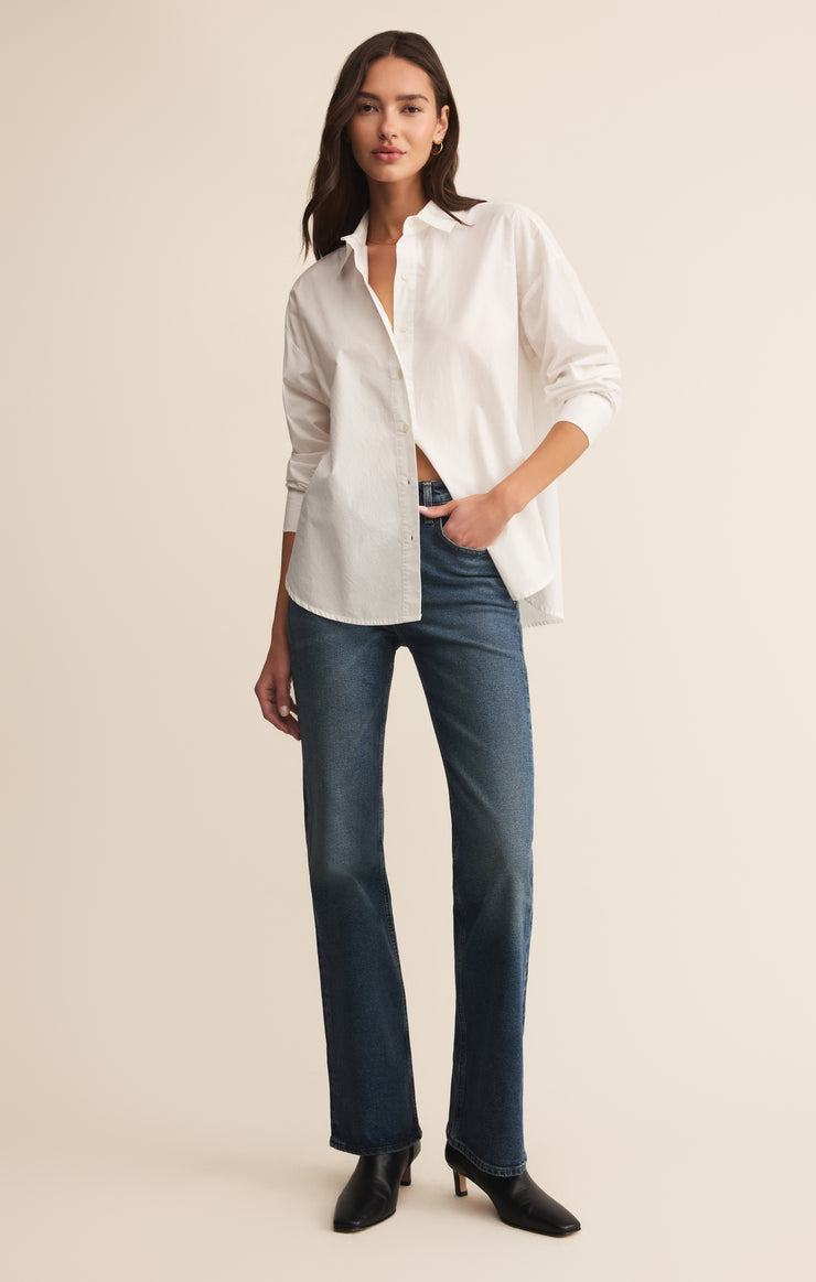 Tops Elevated Poplin Button Up White