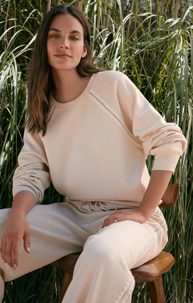 Tops All Around Embroidered Sweatshirt Crystal