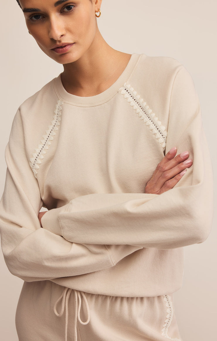 Tops All Around Embroidered Sweatshirt Crystal