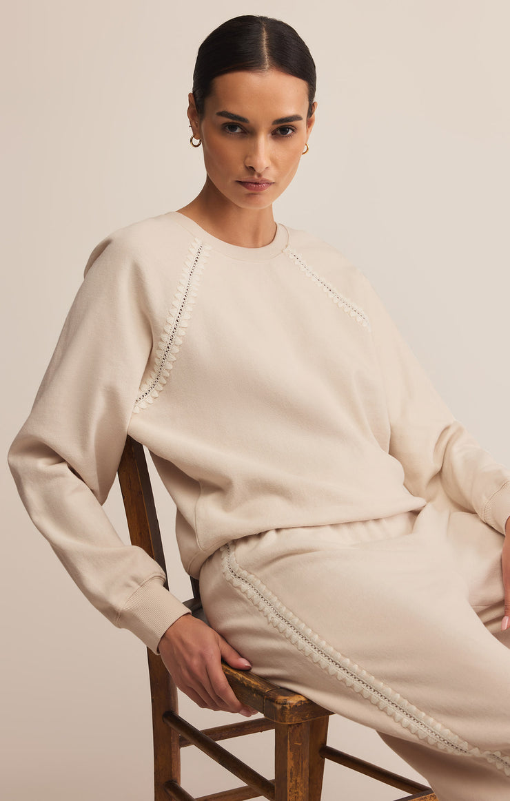 Tops All Around Embroidered Sweatshirt Crystal