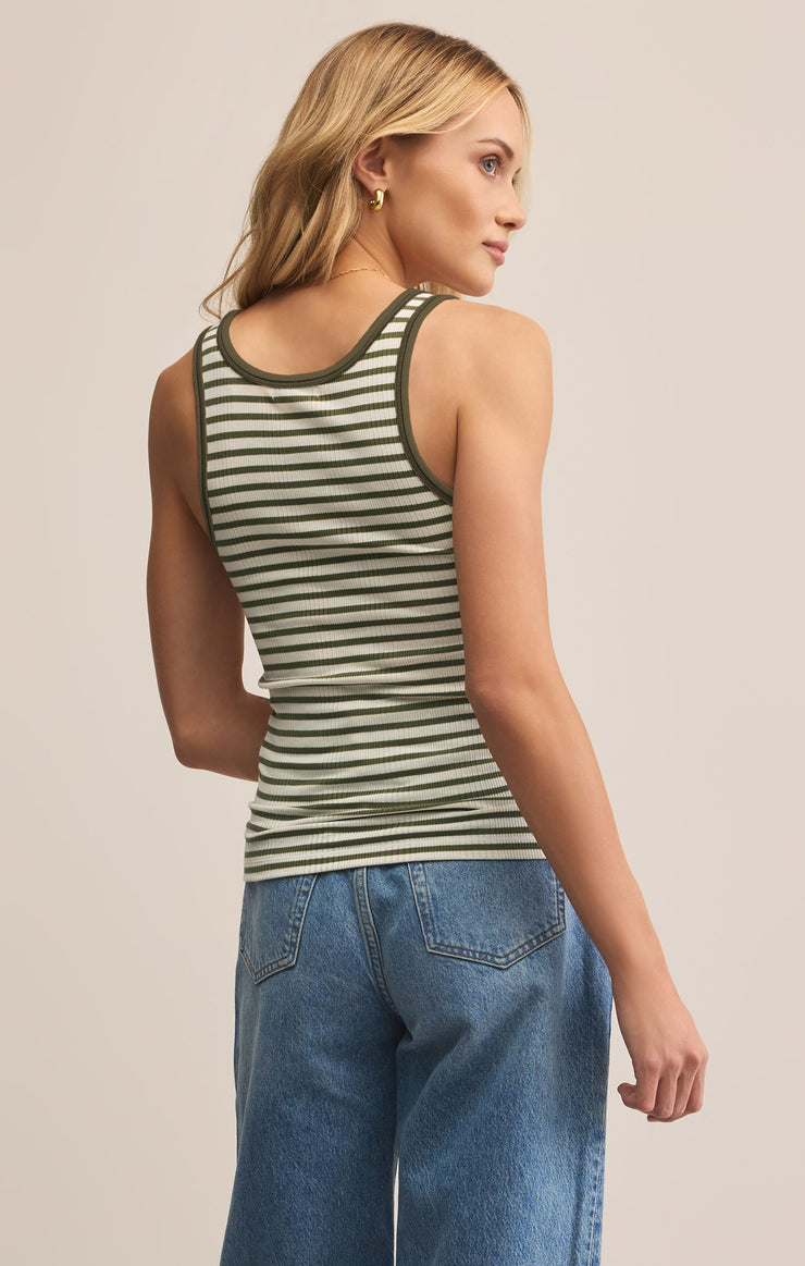 Tops Classic Striped Scoop Tank Fern