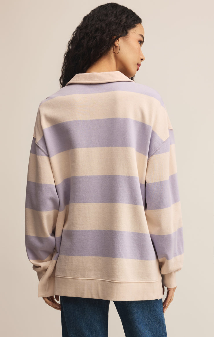 Tops Rugby Brushed Fleece Henley Lavender Ice