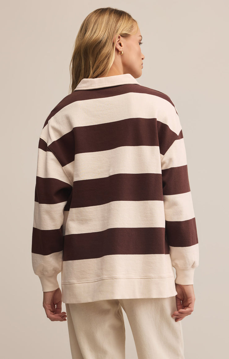 Tops Rugby Brushed Fleece Henley Sandalwood