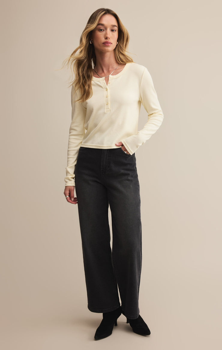 Tops Ferris Cropped Henley Top Crystal