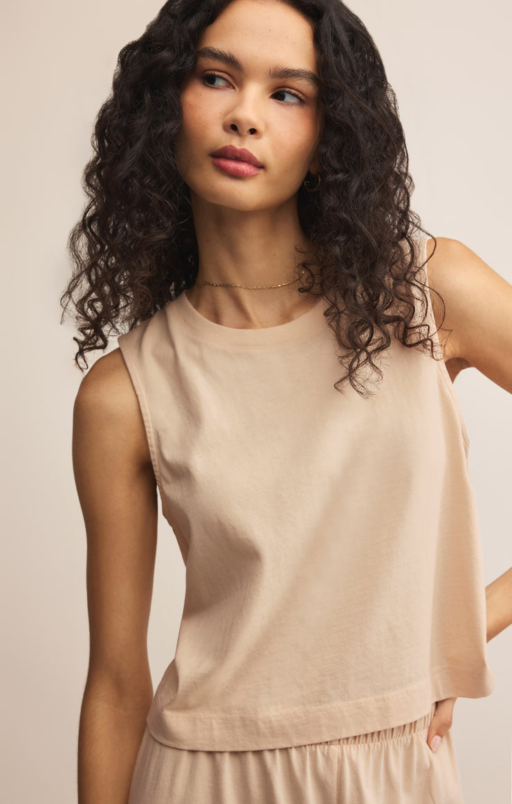 Tops Sloane Cotton Jersey Tank Panna Cotta