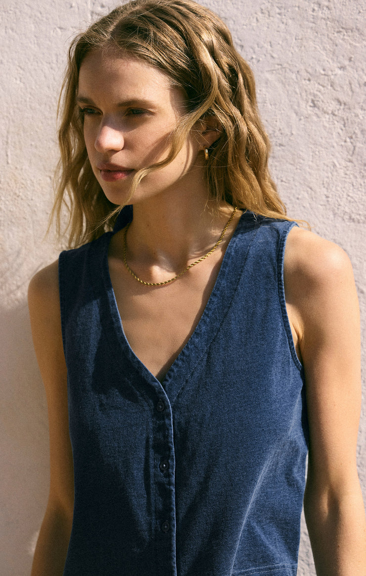 Tops Solace V-Neck Jersey Denim Tank Solace V-Neck Jersey Denim Tank