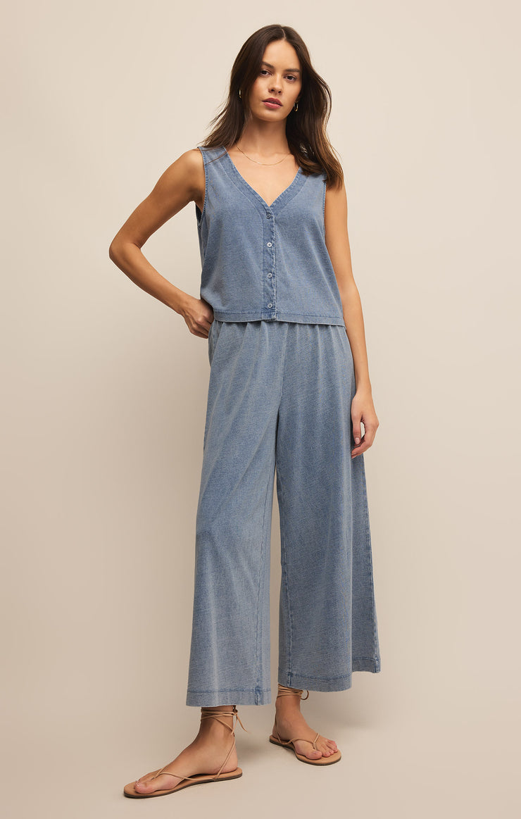 Tops Solace V-Neck Jersey Denim Tank Medium Indigo