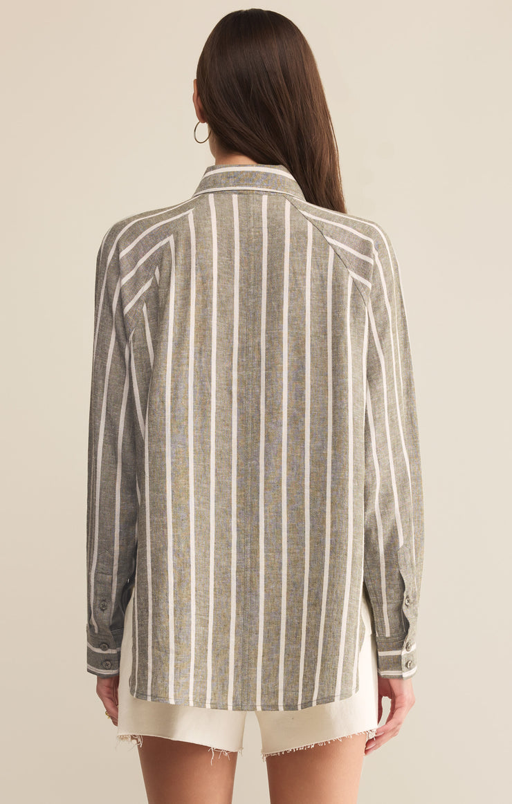 Tops Perfect Linen Striped Top Fern