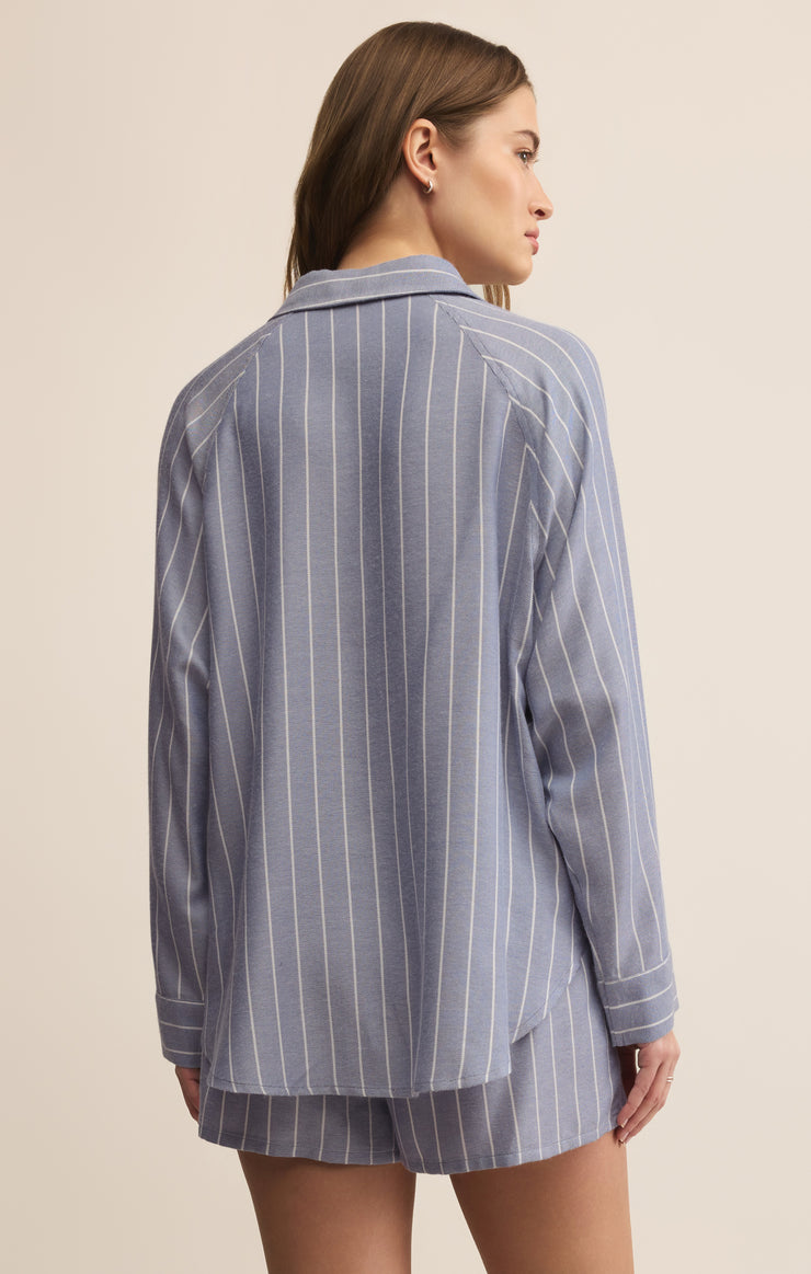 Tops River Plaid Button Up Blue Velvet