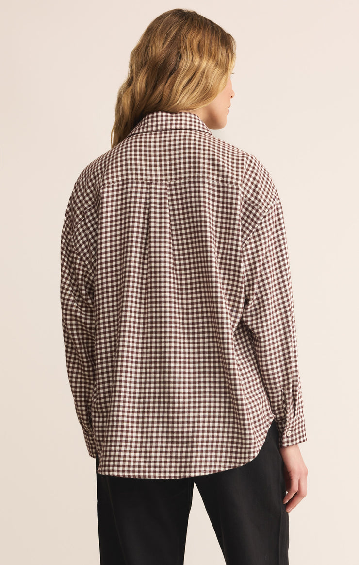 Tops River Plaid Button Up Chocolate Cherry