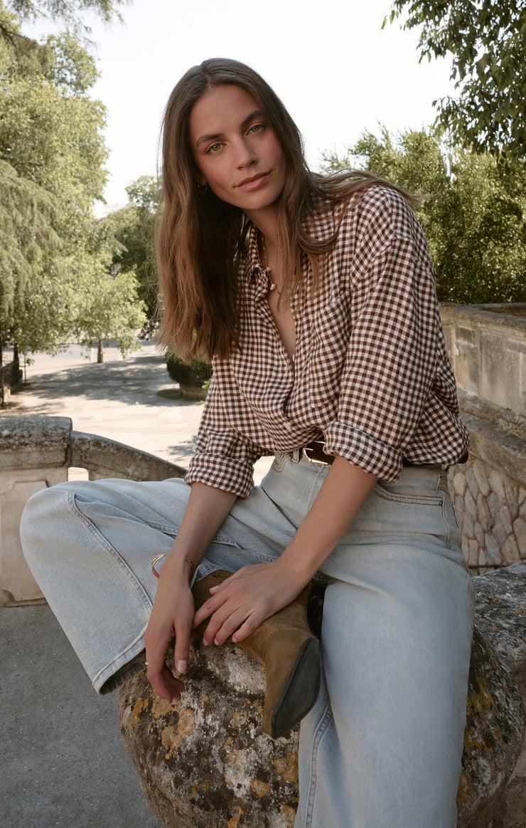 Tops River Plaid Button Up Chocolate Cherry