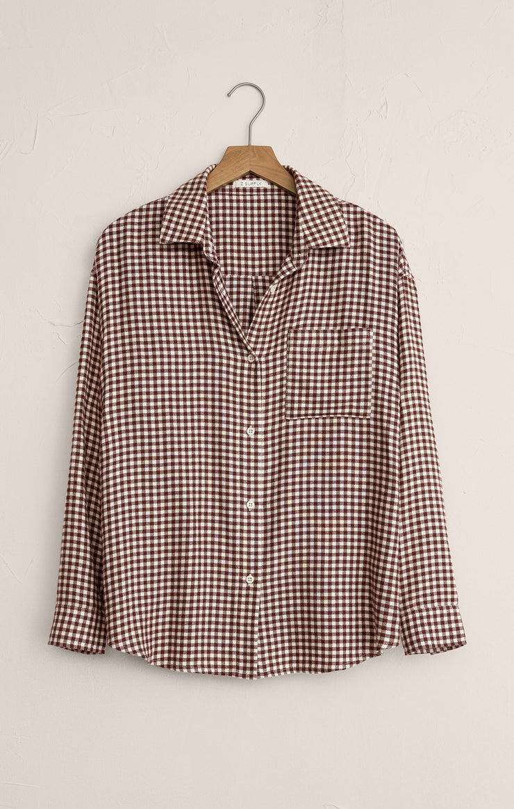 Tops River Plaid Button Up Chocolate Cherry