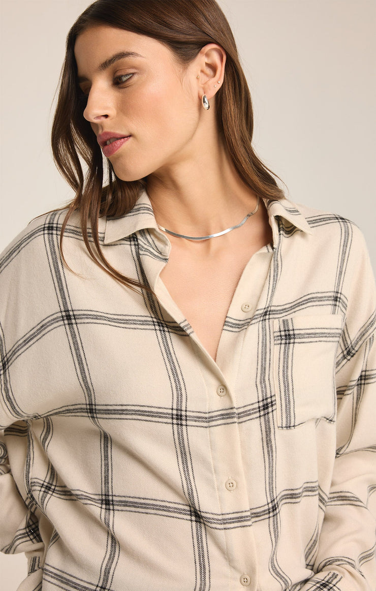 Tops River Plaid Button Up Sea Salt