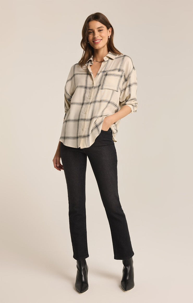Tops River Plaid Button Up Sea Salt