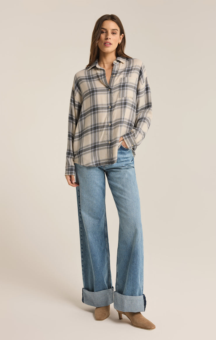 Tops River Plaid Button Up Thunder Cloud