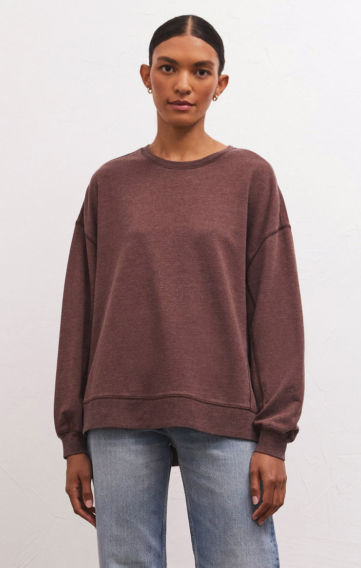 Tops Modern Weekender Sweatshirt Dark Truffle