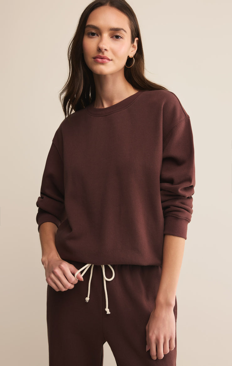Tops Classic Boyfriend Sweatshirt Sandalwood