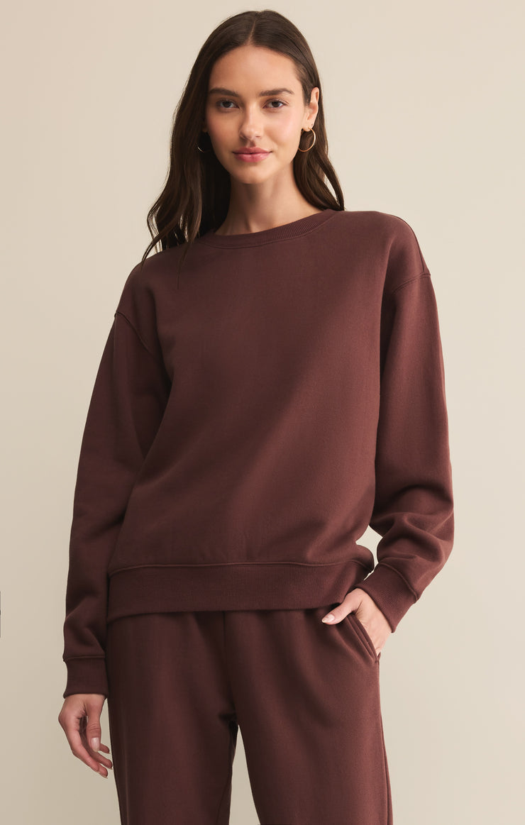 Tops Classic Boyfriend Sweatshirt Sandalwood