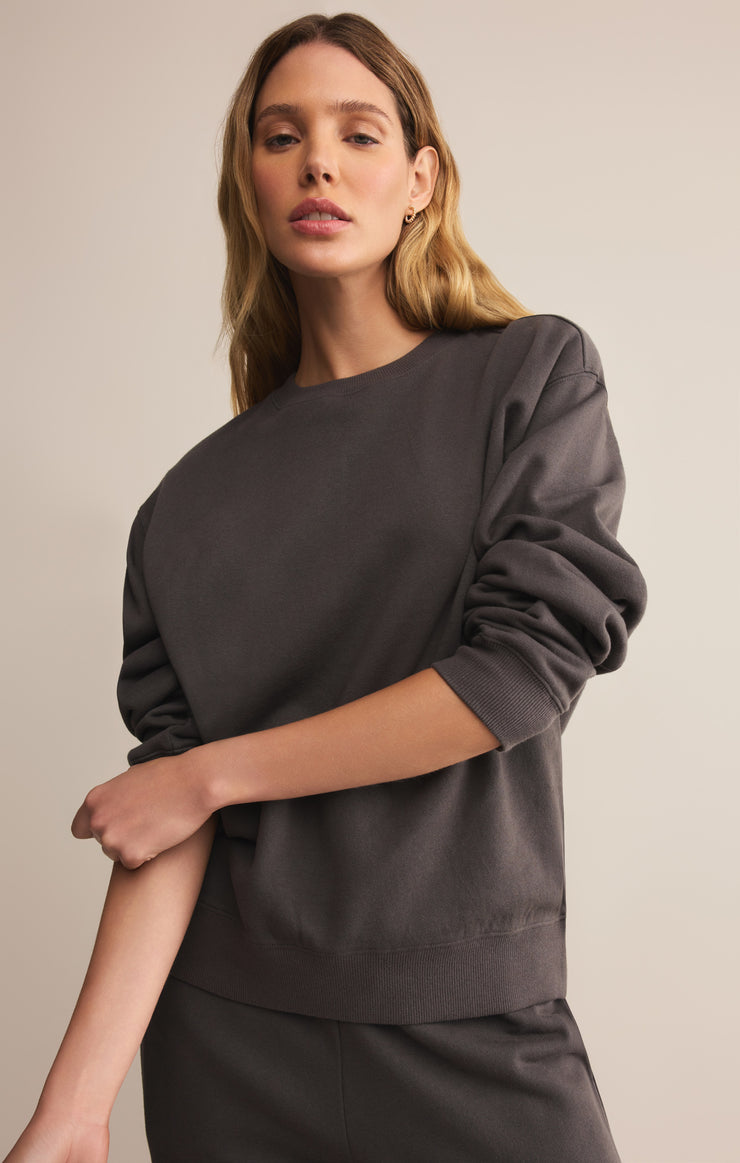 Tops Classic Boyfriend Sweatshirt Washed Black