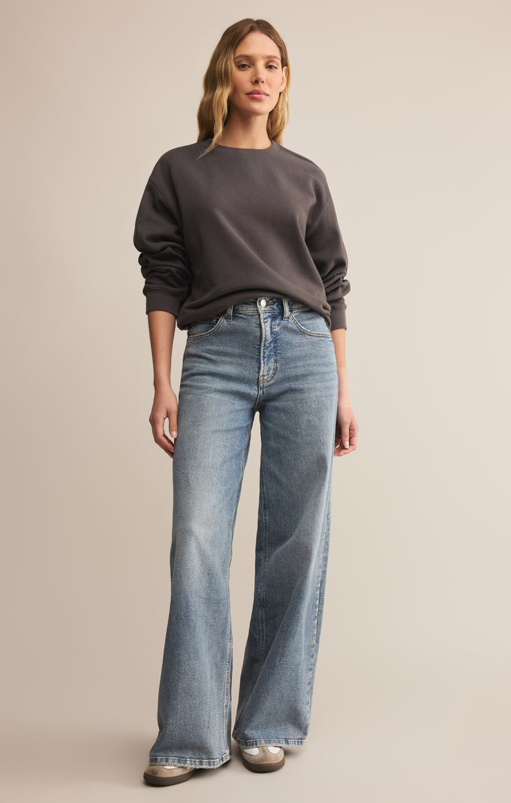 Tops Classic Boyfriend Sweatshirt Washed Black