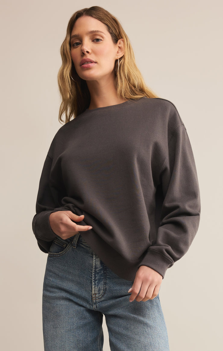 Tops Classic Boyfriend Sweatshirt Washed Black