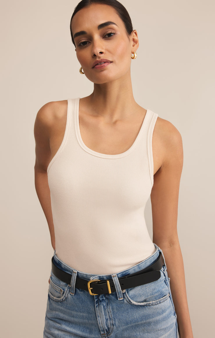 Tops Classic Scoop Rib Tank Crystal