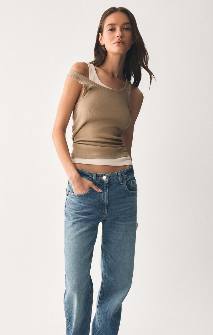 Tops Classic Scoop Rib Tank Desert Tan