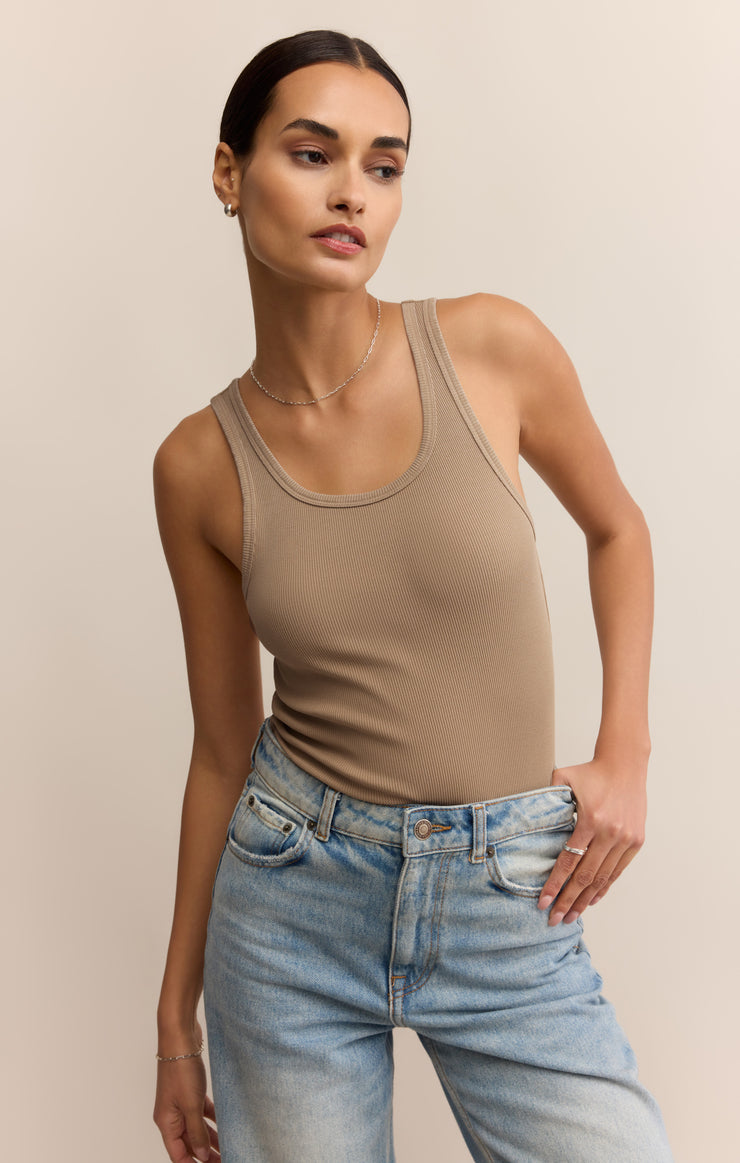 Tops Classic Scoop Rib Tank Desert Tan