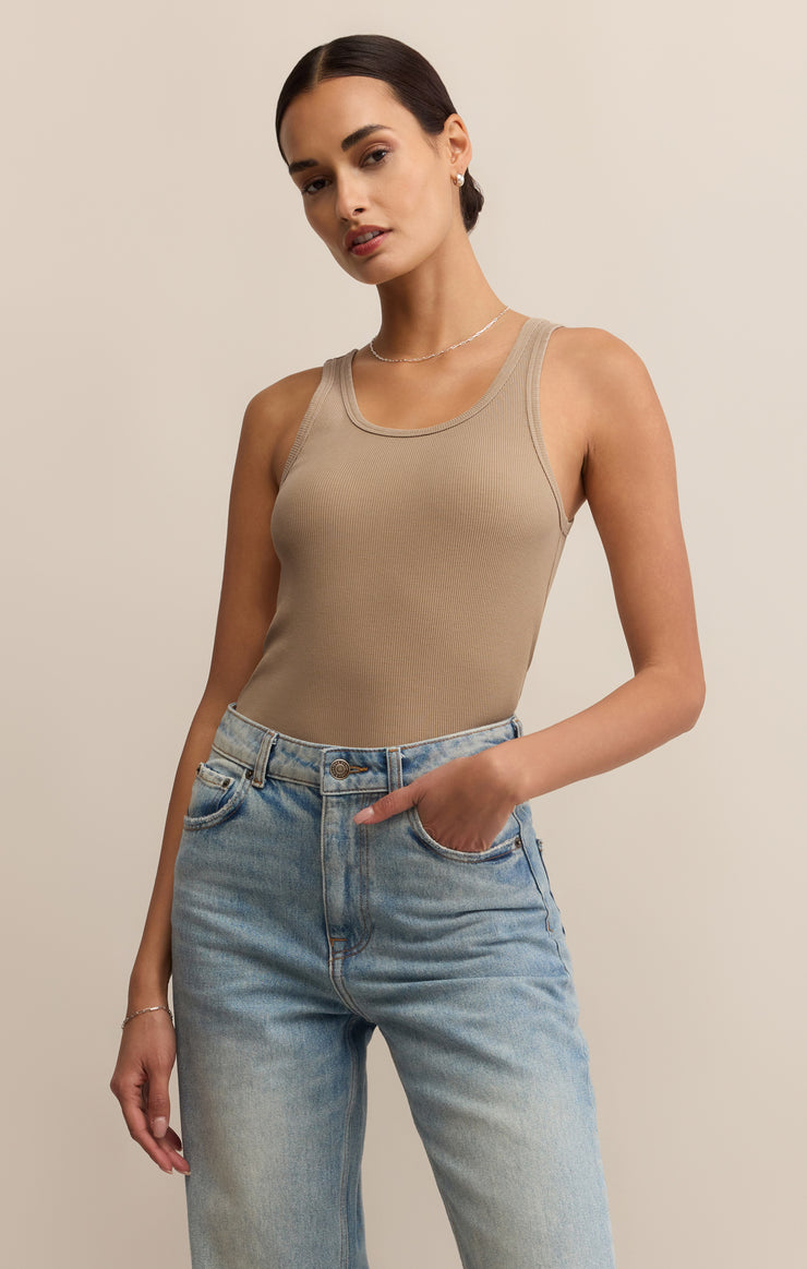 Tops Classic Scoop Rib Tank Desert Tan
