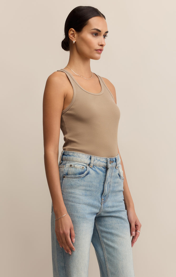Tops Classic Scoop Rib Tank Desert Tan