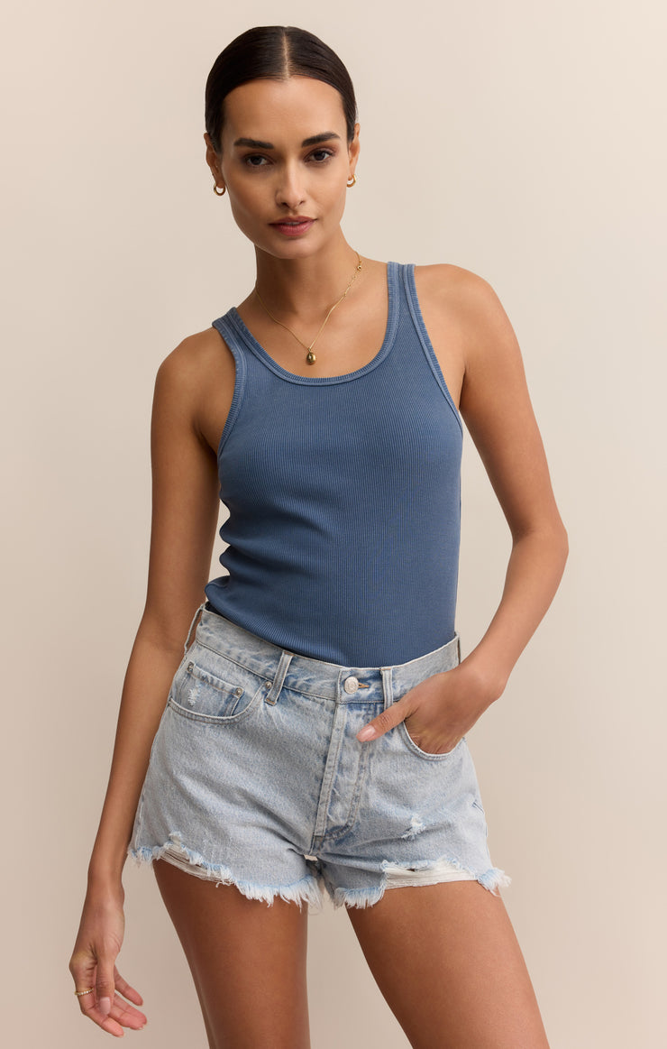Tops Classic Scoop Rib Tank Vintage Indigo