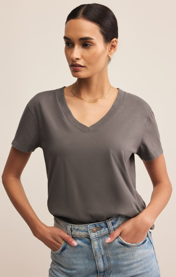Tops Weekdays V-Neck Tee Washed Grey