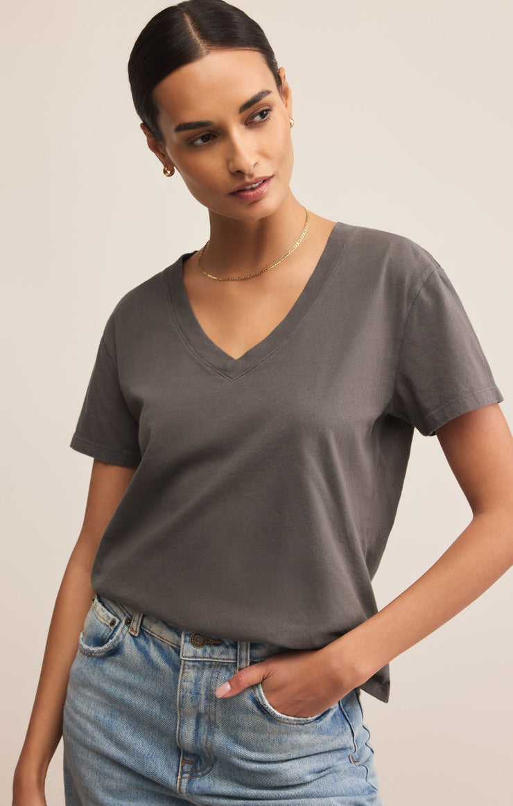 Tops Weekdays V-Neck Tee Washed Grey