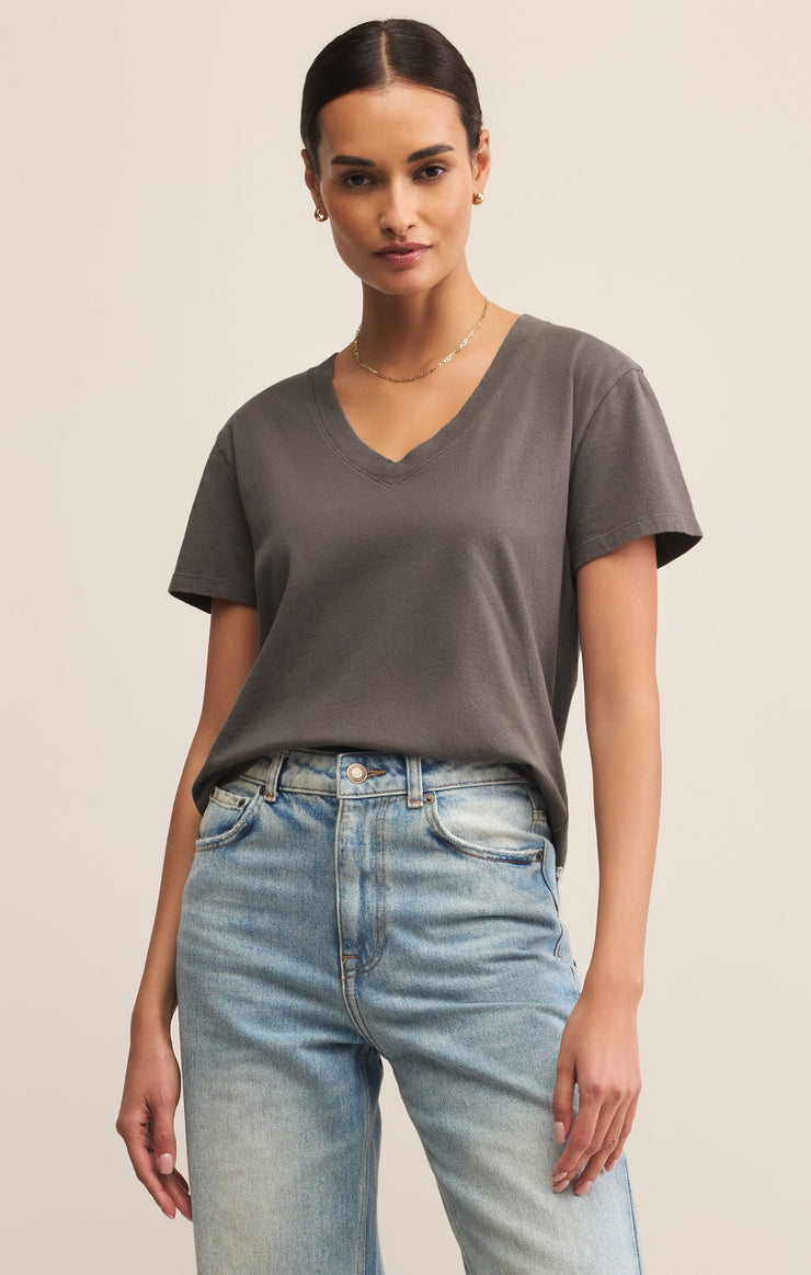 Tops Weekdays V-Neck Tee Washed Grey