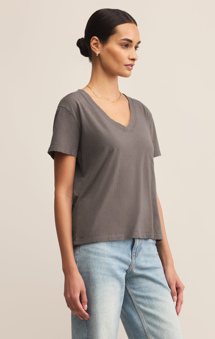 Tops Weekdays V-Neck Tee Washed Grey