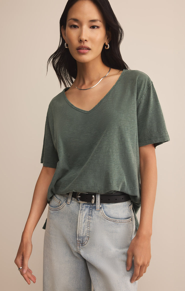 Tops Lively Slub V-Neck Tee Hunter Green