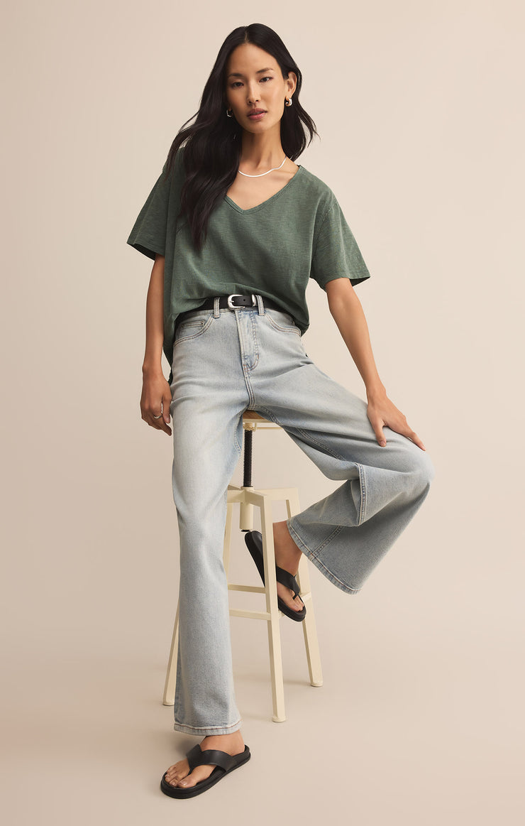 Tops Lively Slub V-Neck Tee Hunter Green