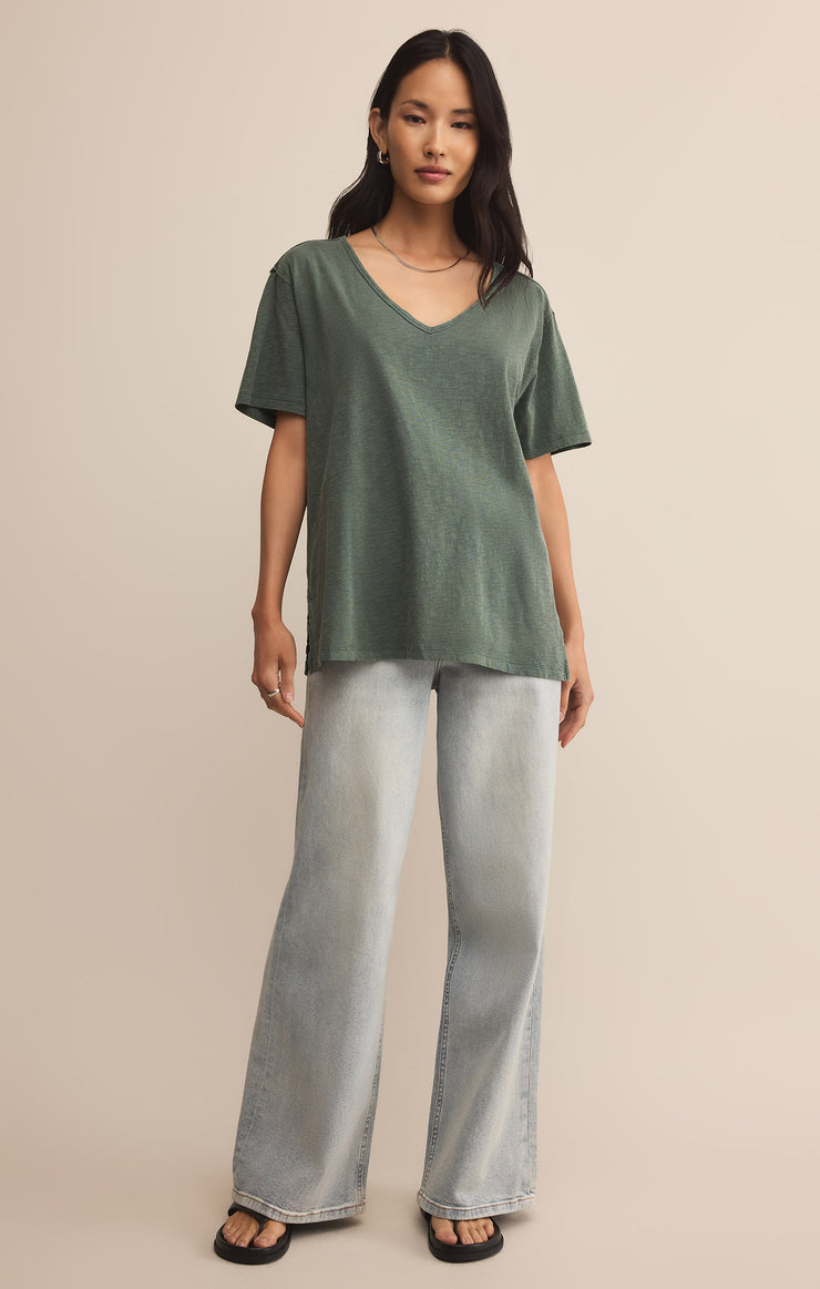 Tops Lively Slub V-Neck Tee Hunter Green