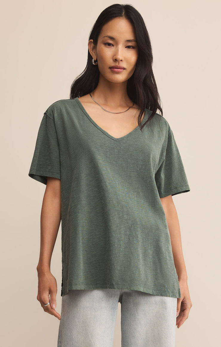Tops Lively Slub V-Neck Tee Hunter Green