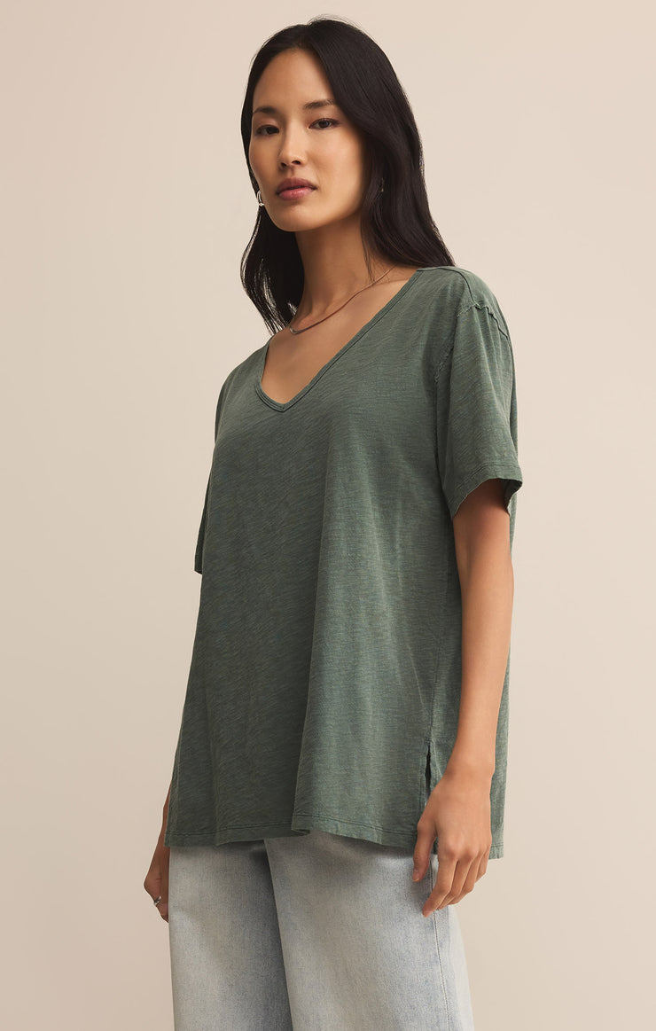 Tops Lively Slub V-Neck Tee Hunter Green
