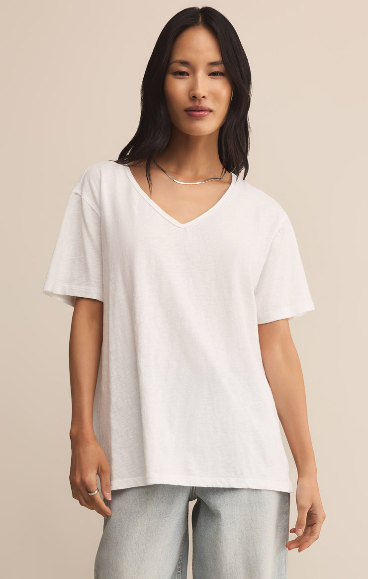 Tops Lively Slub V-Neck Tee White
