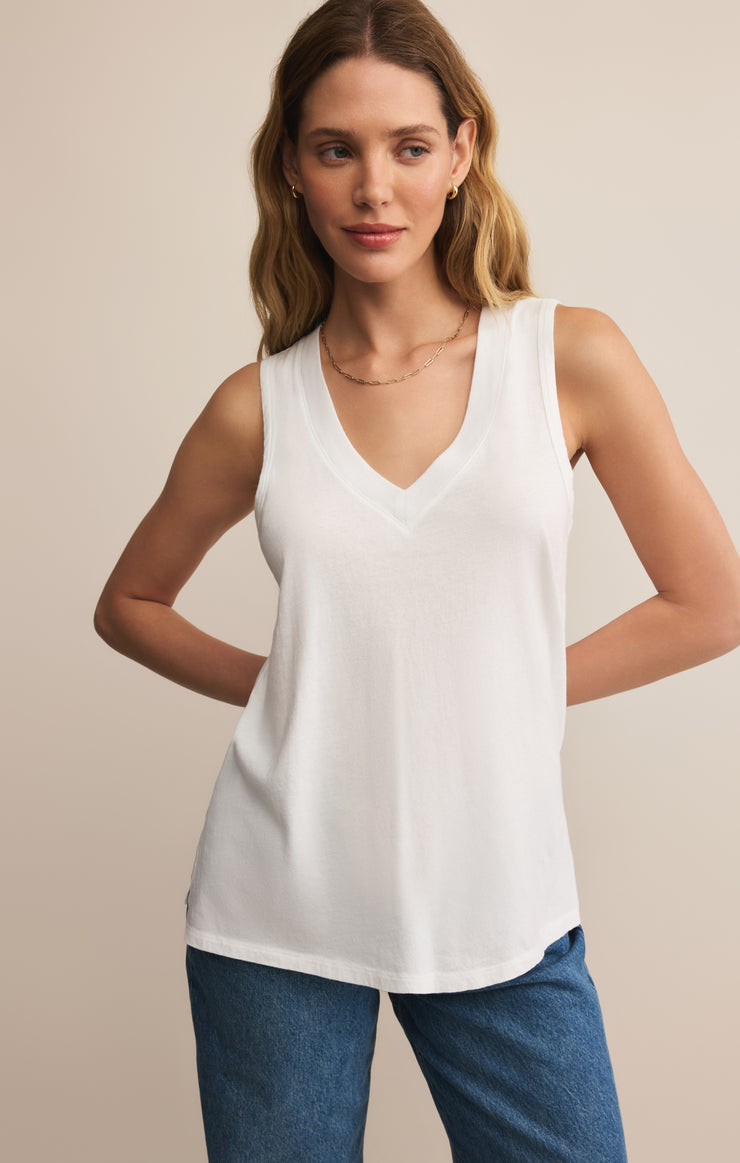 Tops Californian V-Neck Tank White