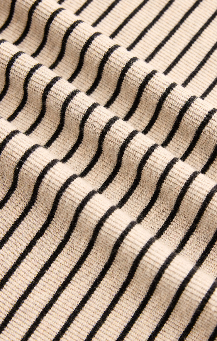 Tops Eve Stripe Henley Long Sleeve Light Oatmeal Heather