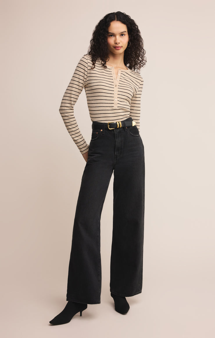 Tops Eve Stripe Henley Long Sleeve Eve Stripe Henley Long Sleeve