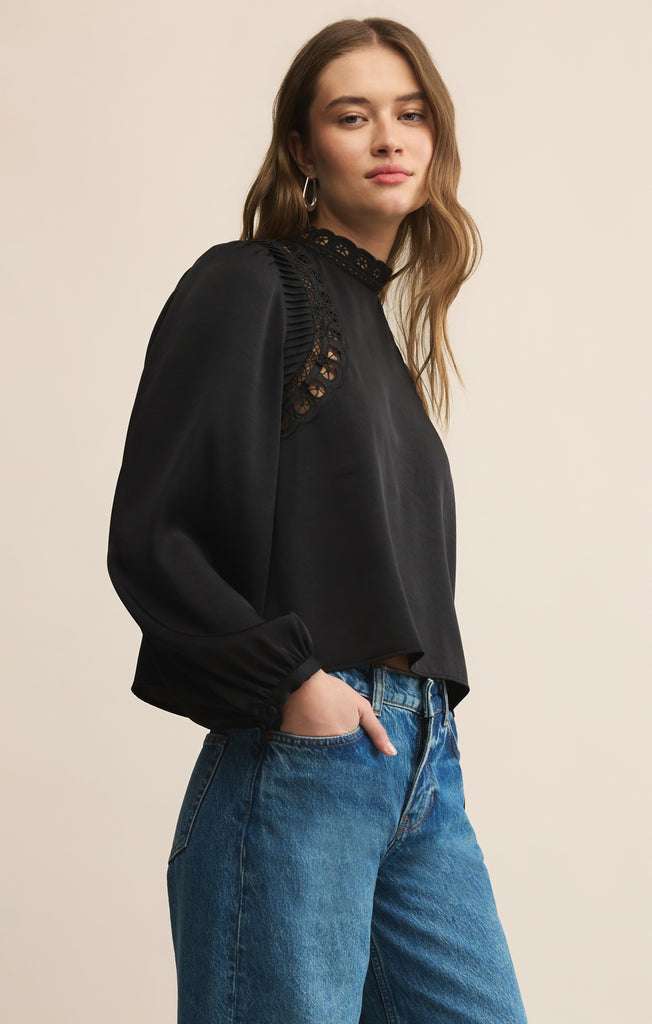 Silvana Mock Neck Embroidered Top – Z SUPPLY