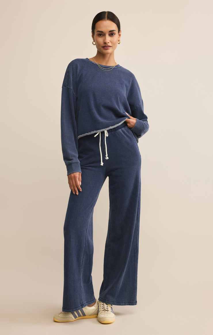 Tops Circuit Knit Denim Sweatshirt Indigo