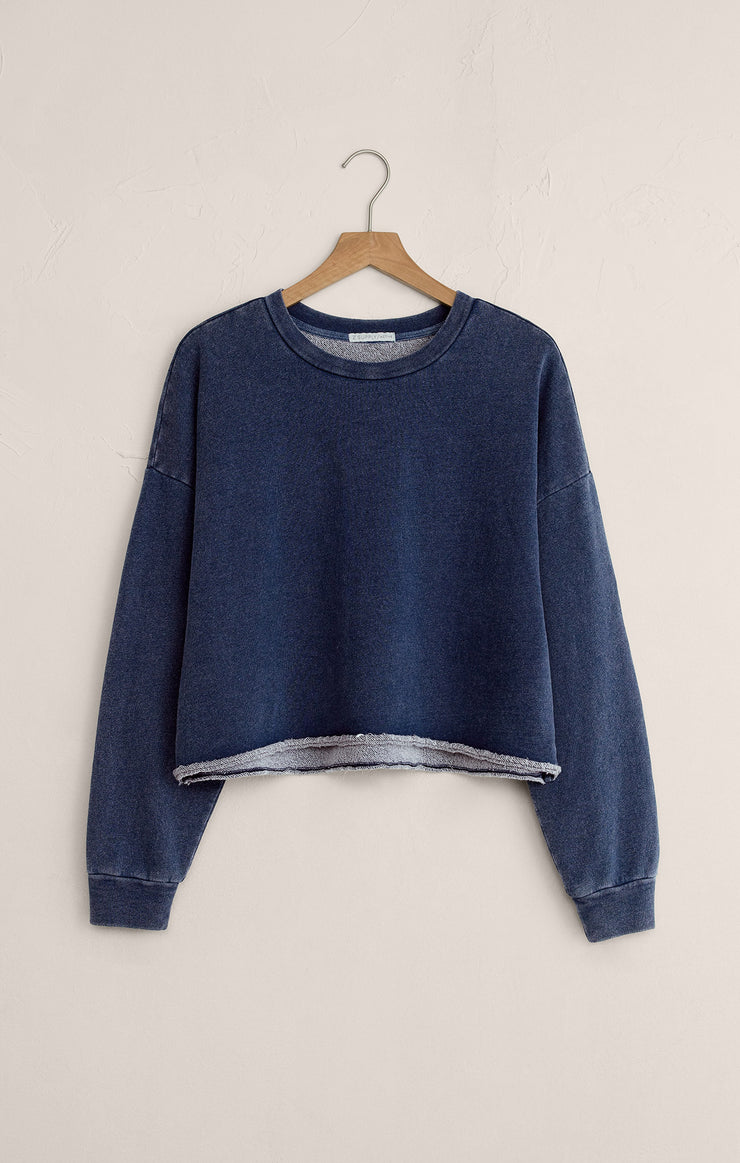 Tops Circuit Knit Denim Sweatshirt Indigo