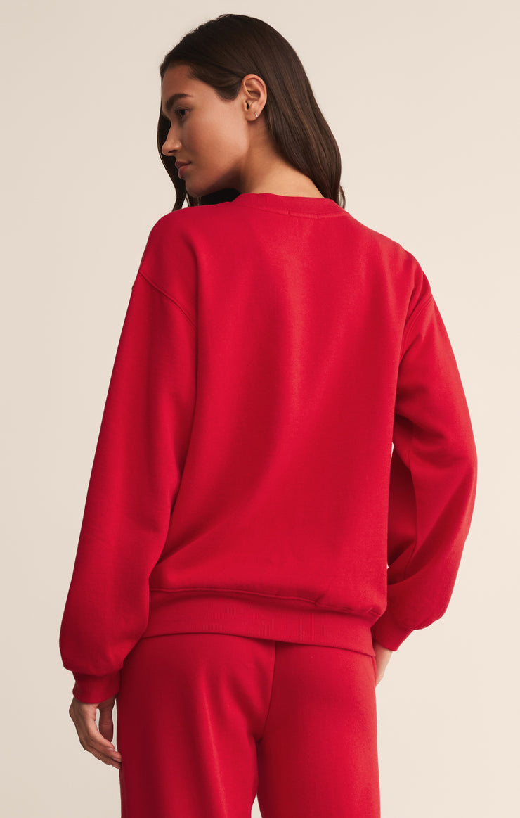 Tops Classic Boyfriend Sweatshirt Festive Red